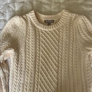 J. Crew Ivory Cable-Knit Crewneck Sweater